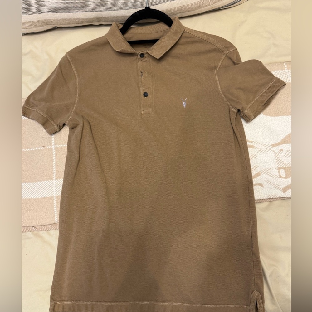All saints Men's Brown Polo Shirt